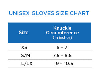 Unisex gloves chart