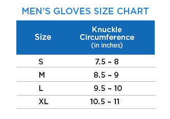 Mens Gloves Size chart