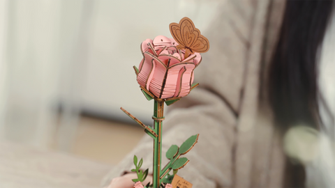 Wooden Bloom Pink Rose - Brain Spice