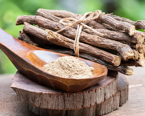 Close-up of natural skincare products with Ayurvedic ingredients