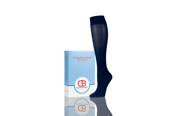 Nursing Compression Socks - Knee High - Dark Blue - With Packaging - Illustration