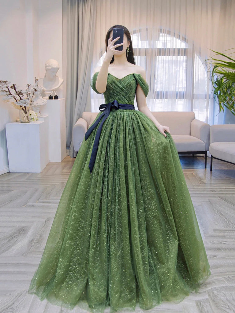 Colorful Floral Lace Sage Green Tulle Midi Party Dress - Xdressy