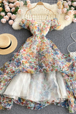 Stylish A line floral off shoulder dress fashion dress
