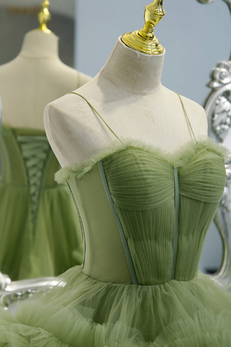 Green tulle long ball gown dress A line formal dress – Loveydress