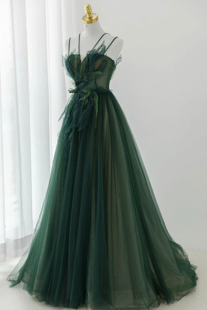 Viniodress Light Green Spaghetti Strap Prom Dresses A-Line Tulle Evening Dress FD3158 Custom Colors / US2