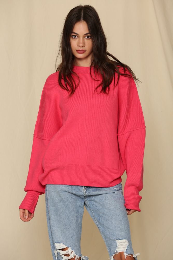 hot pink oversized sweater