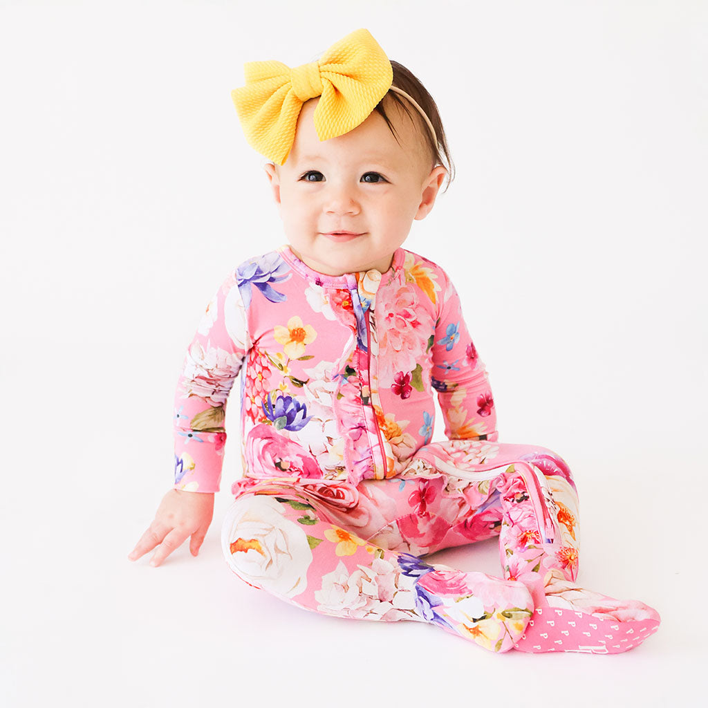 Image of Chantria Footie Ruffled Zippered One Piece