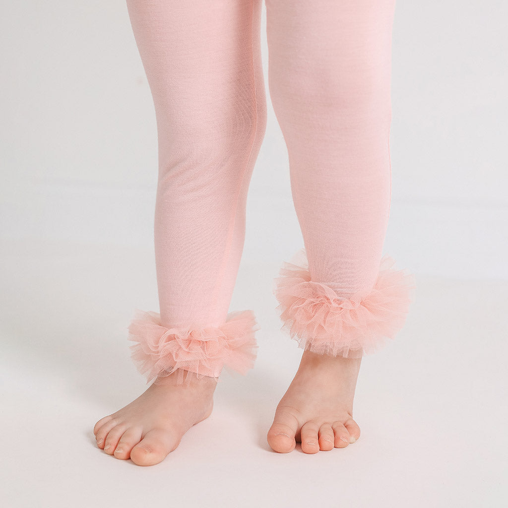 Image of Starry Pink Tulle Ruffled Leggings