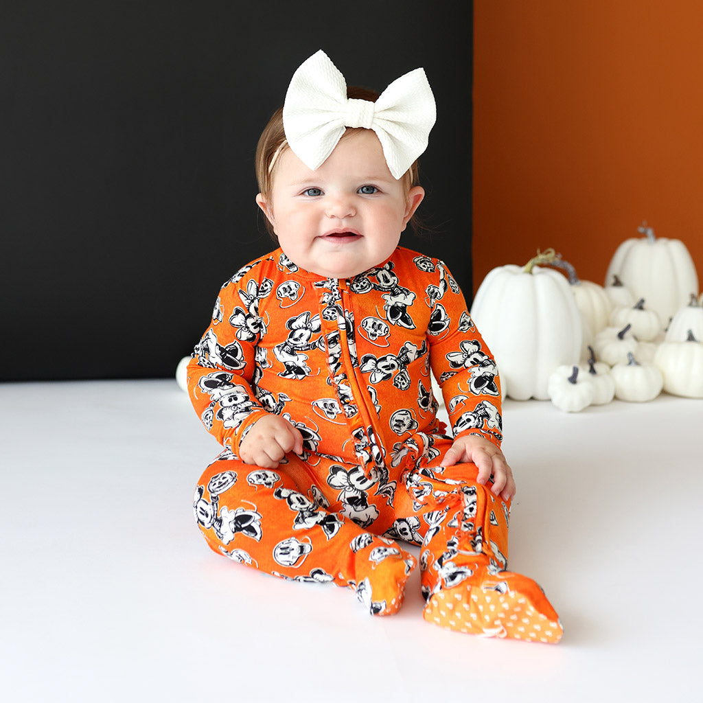 Image of Disney Minnie Halloween Footie Ruffled Zippered One Piece