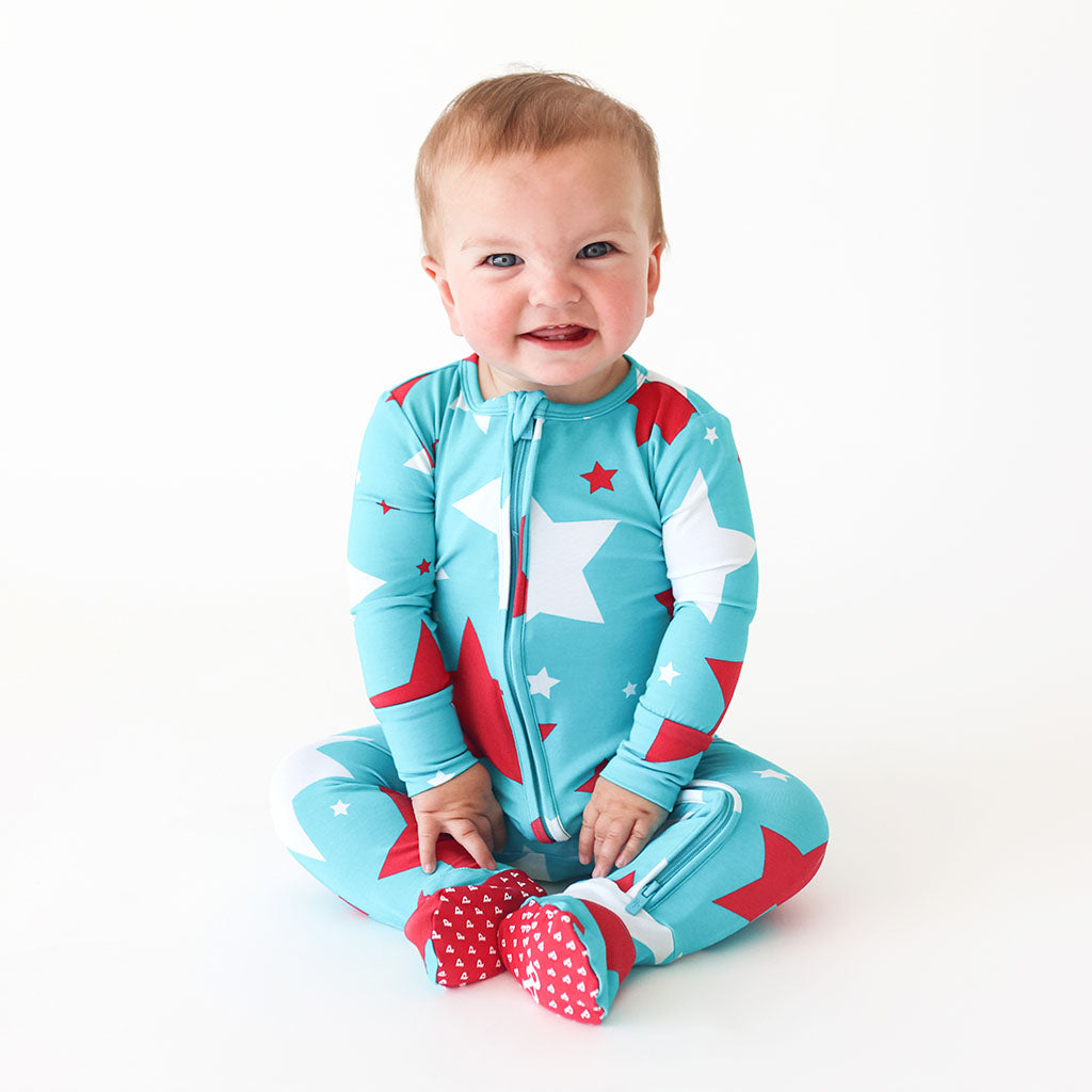 Image of Star Spangled Footie Zippered One Piece