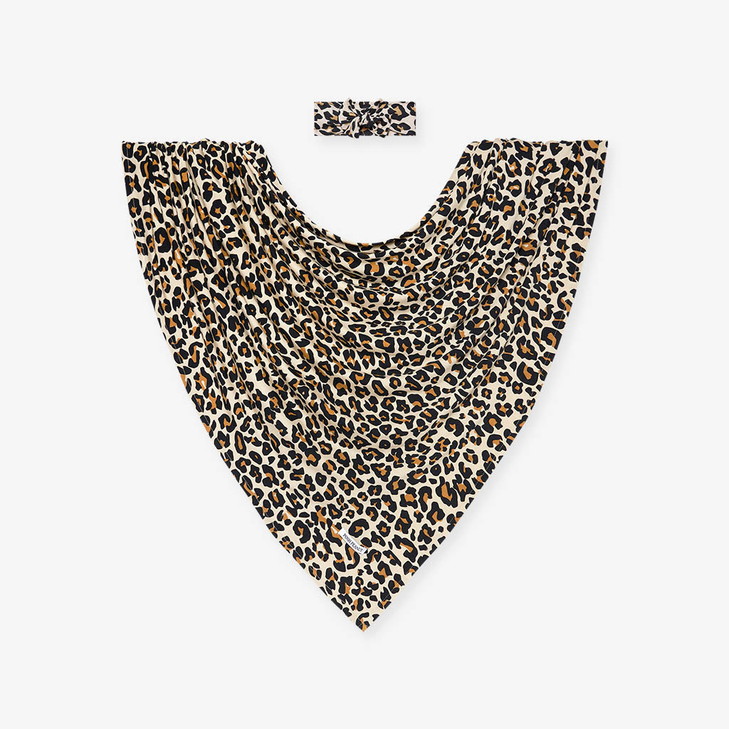 Image of Lana Leopard Tan Swaddle Headband Set