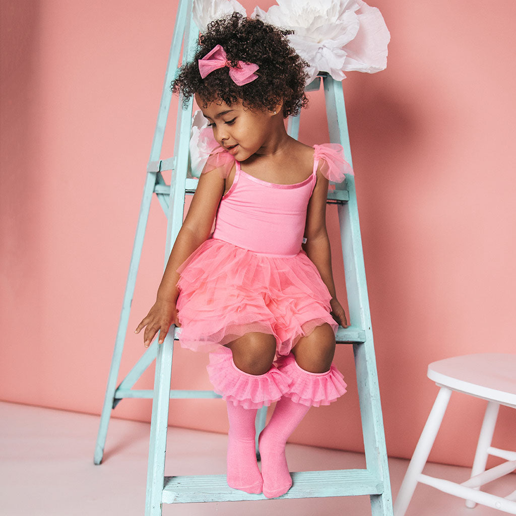 Image of Cruisin' Pink Ruffled Tulle Smocked Dress