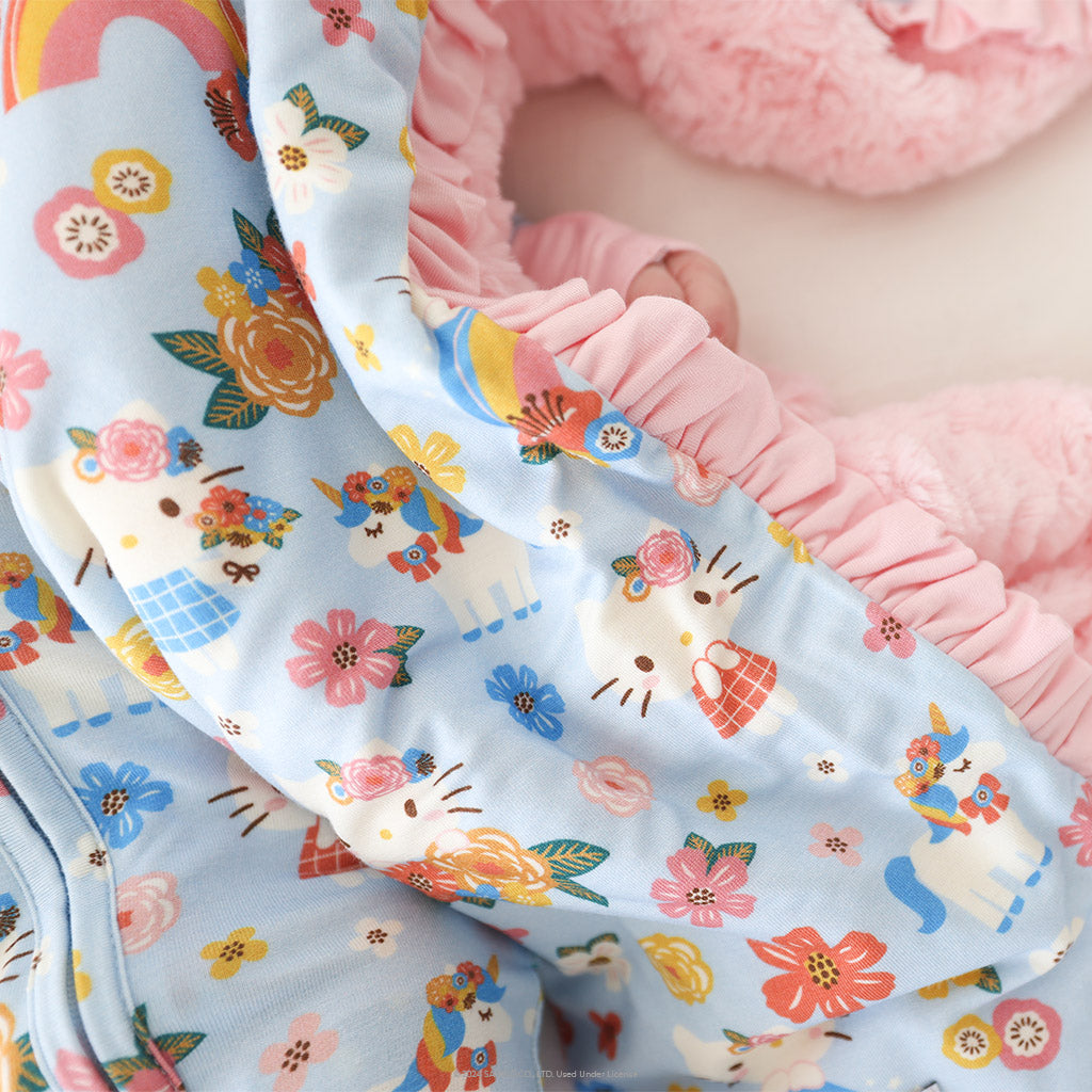 Image of Springtime Blue Hello Kitty® Minky Ruffled Luxette Patoo®