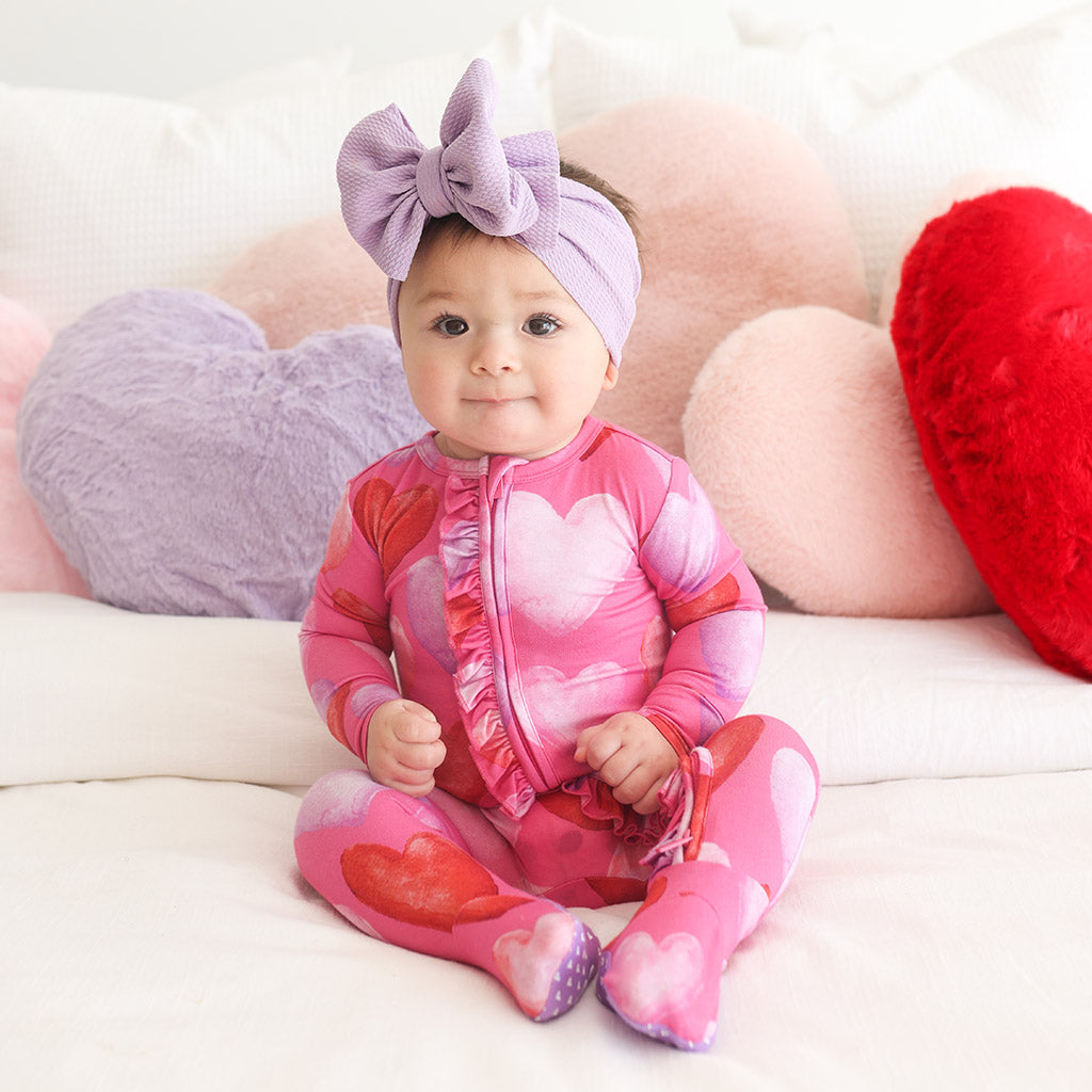 Image of Posh Valentine Footie Ruffled Zippered One Piece