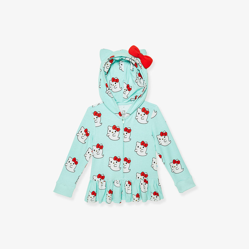 Image of Hello Kitty® Ghost French Terry Ruffled Zip Hoodie