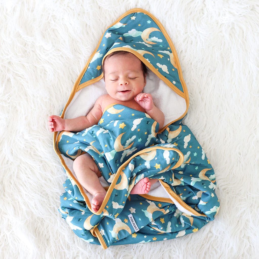 Sleeping Baby Wrapped in Hooded Towel