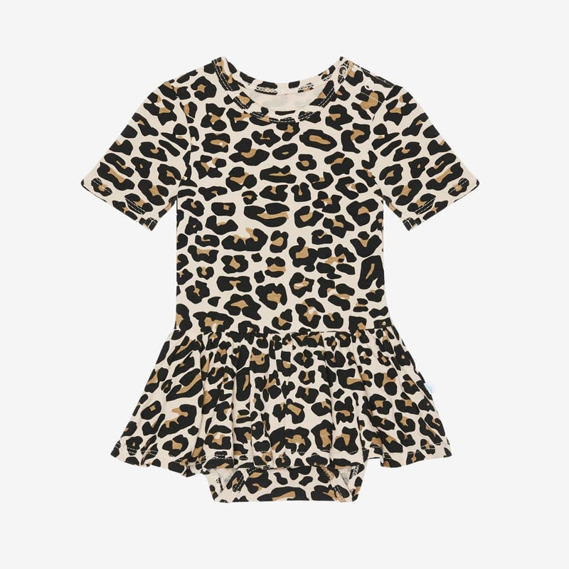 Twirl Skirt Bodysuit | Lana Leopard Tan | Leopard Baby Girl Onesie