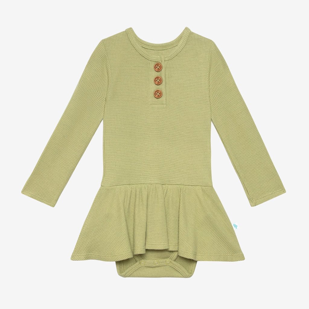 [Pre-sale] Zeytoon Waffle Long Sleeve Henley Twirl Skirt Bodysuit