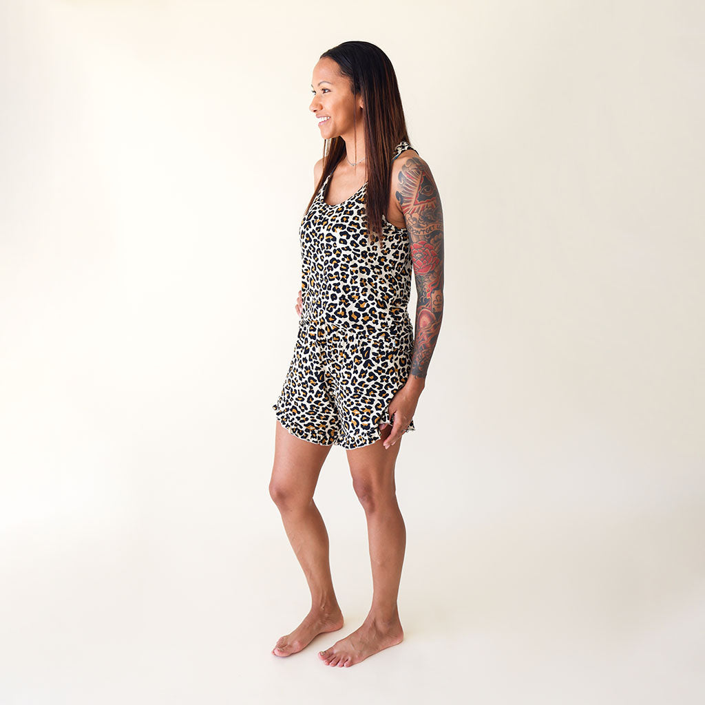 Image of Lana Leopard Tan Women's Sleeveless Short Loungewear