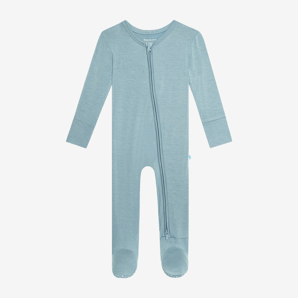 Solids Blue One Piece Baby Footie Pajamas | Summer Stone