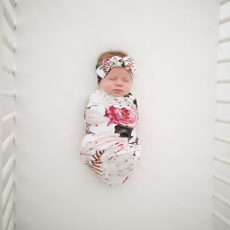 Black Rose | Floral Baby Girl Swaddle