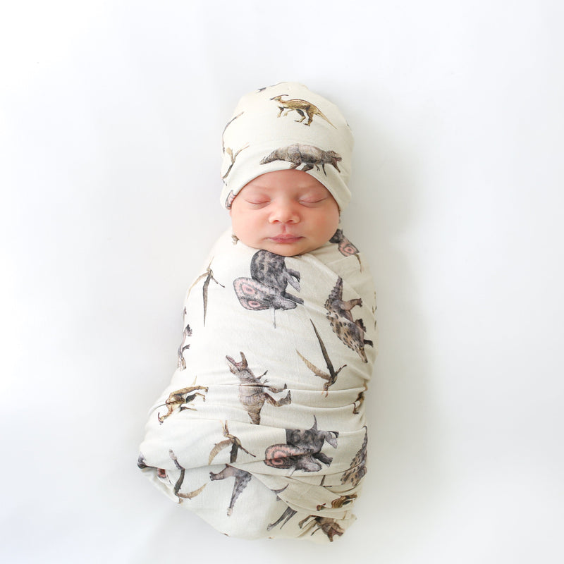 Swaddle \u0026 Beanie Set | Vintage Dino 