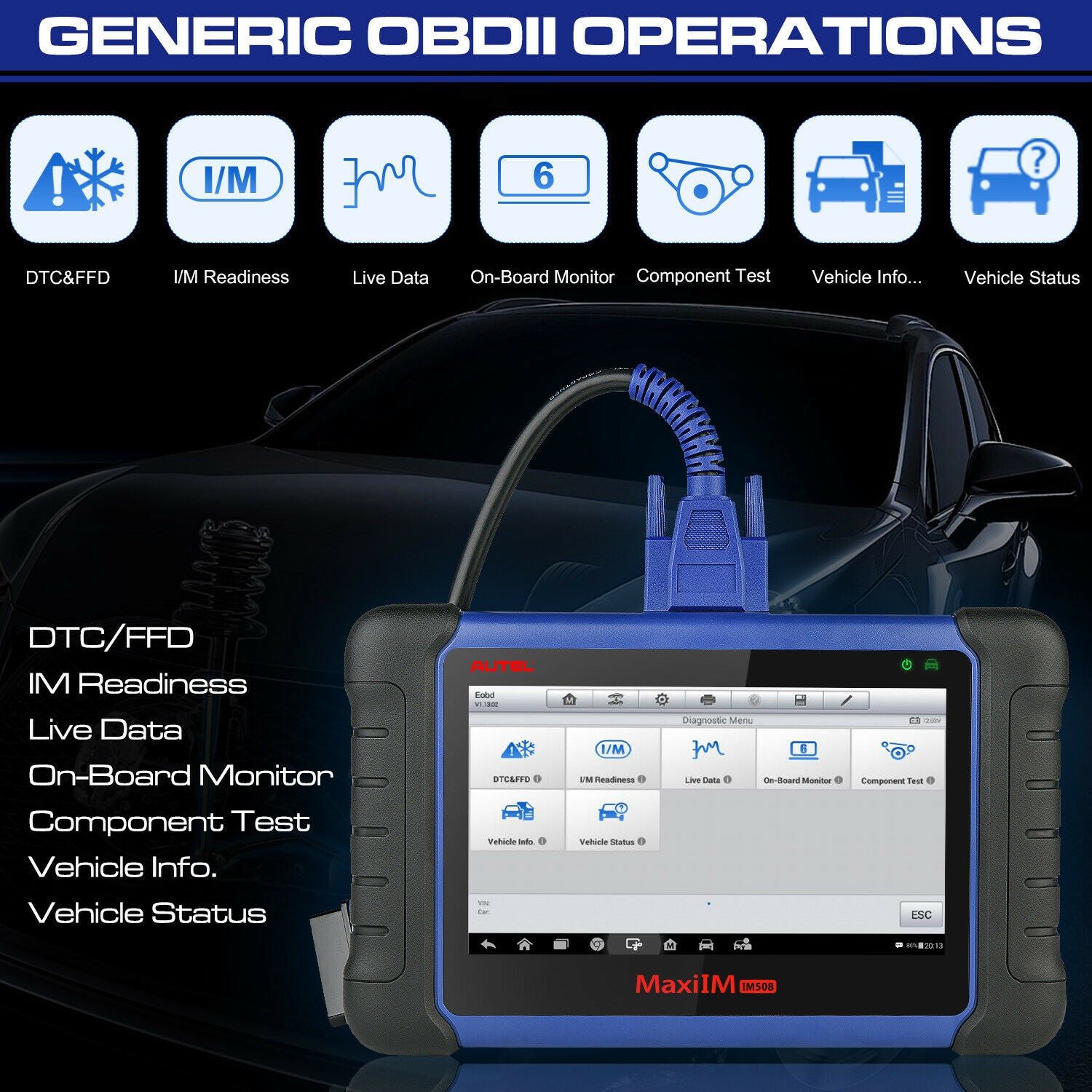 Funciones OBD2 completas de Autel IM508