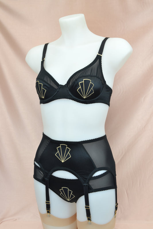 Black 6 Strap Roll On Girdle