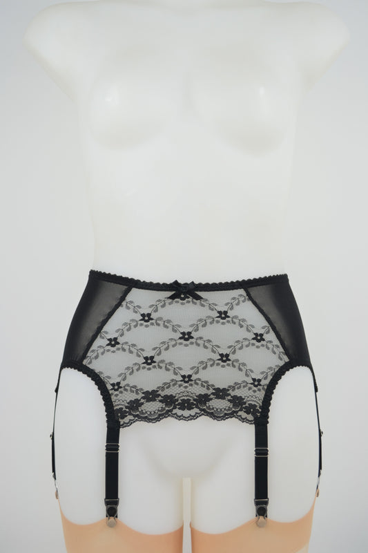 Satin and Lace Layered 12 strap Suspender Belt ~ Pip and