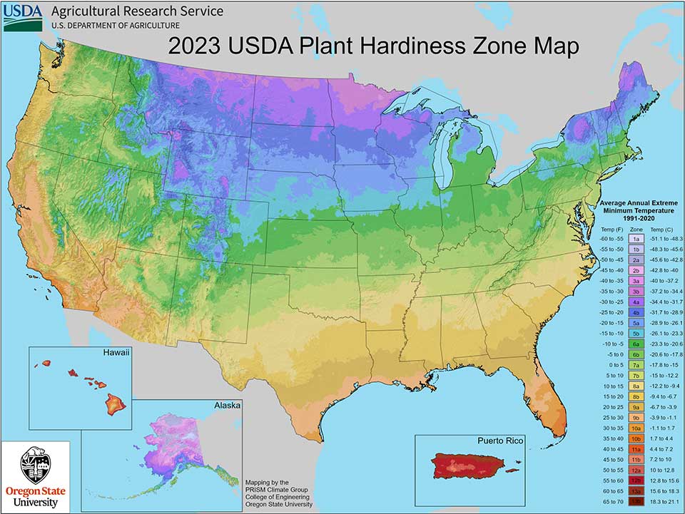 2023 USDA Hardiness Zone Map