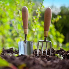 shiny garden tools