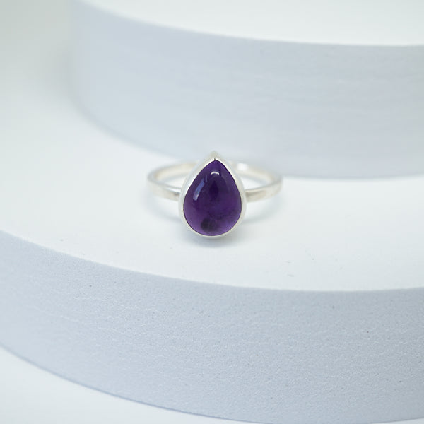 Sterling Silver Amethyst and Zirconia Pear Ring – Grahams Jewellers