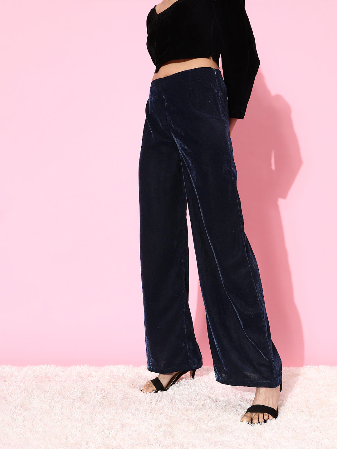 Copper  Black Wide Leg Velvet Trousers Trousers  Leggings  FatFacecom