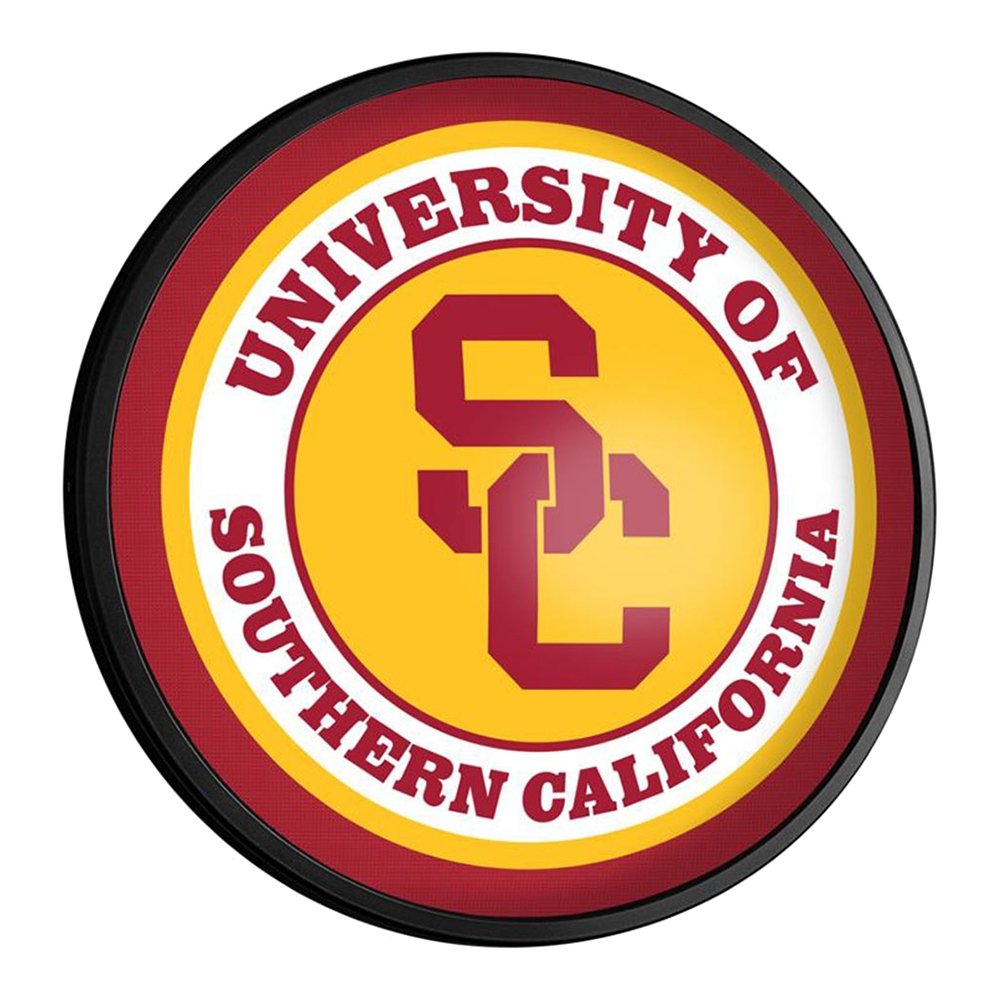 USC Trojans: SC - Round Slimline Lighted Wall Sign - The Fan-Brand