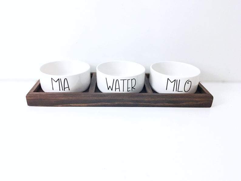 personalized dog bowl set