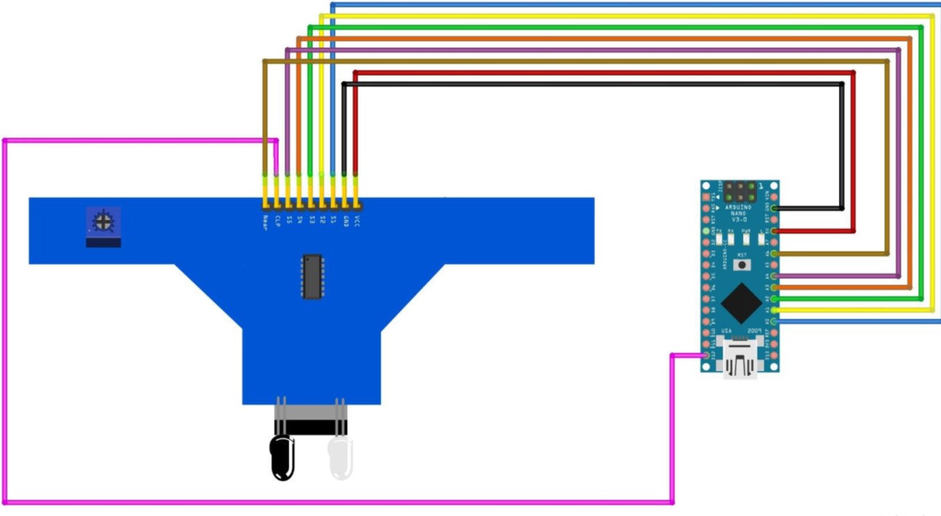 Schematic of IR based Motion Tracking System module with Arduino NANO