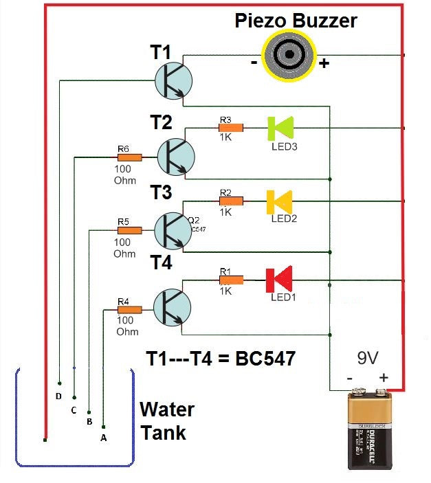 Schematic of Water over flow alarm