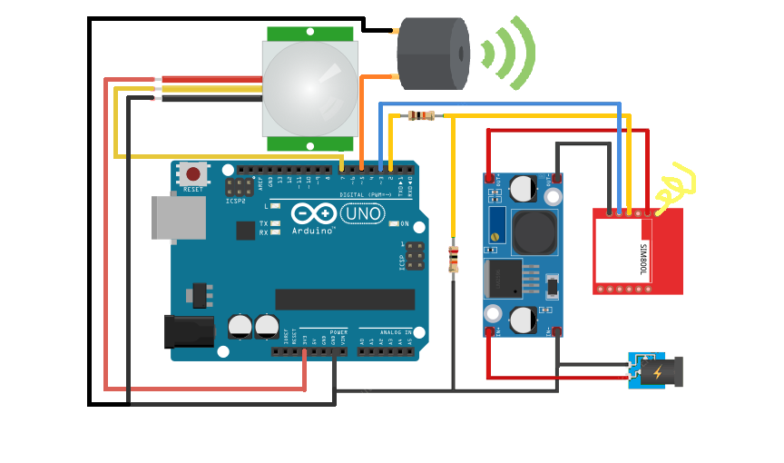 Circuit Diagram of PIR sensor based Burglar Alarm