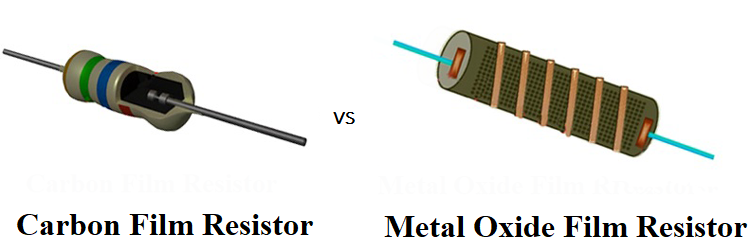 Carbon film resistor vs metal oxide film resistor