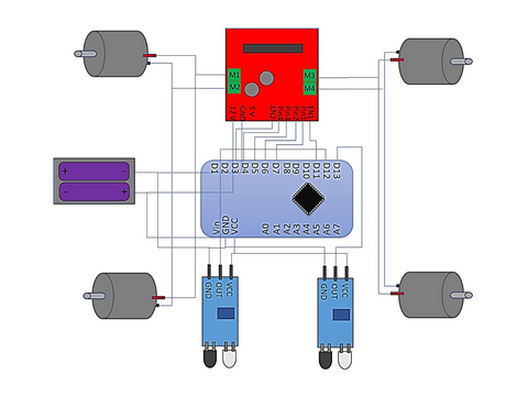 Connection diagram for line follower robot