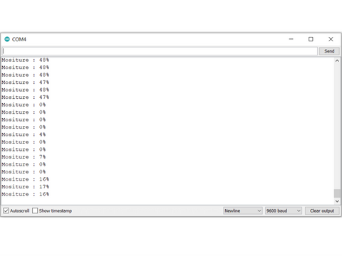 Soil moisture sensor data on serial port