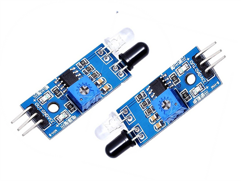 2 Infrared LED (IR) Module are used for building this Robotic Car which detects and Follows Black Lines