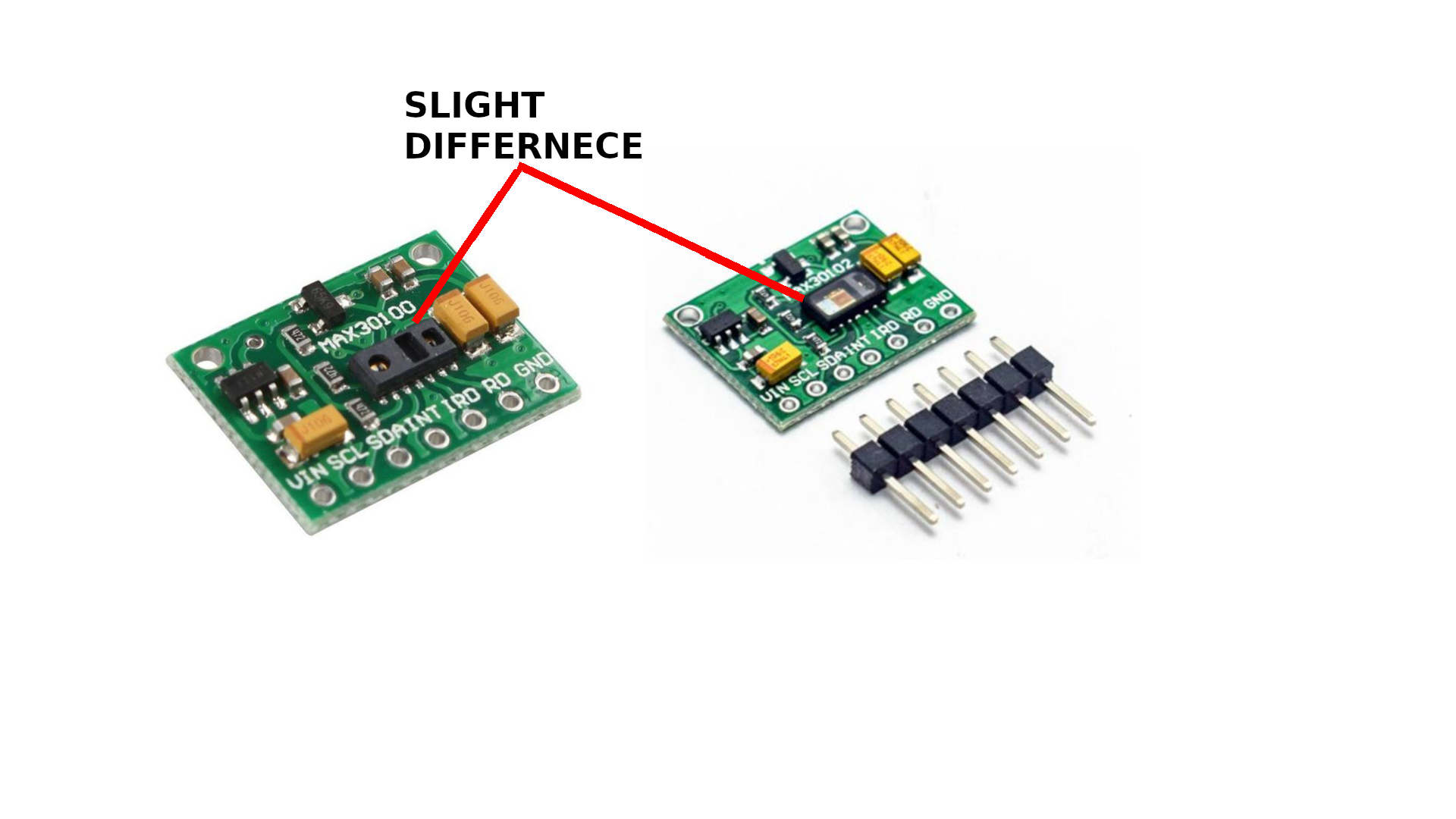 PCB Difference between MAX30100 and MAX30102