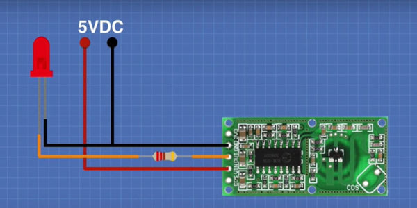 Schematic to connect Rcwl-0516 microwave radar sensor module 