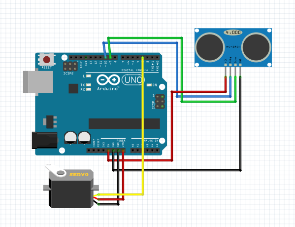 Radar, How to Interface SG90 servo motor with Arduino?, Circuit diagram of Arduino Radar System using Ultrasonic Sensor