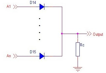 Schottky diodes used as OR gate