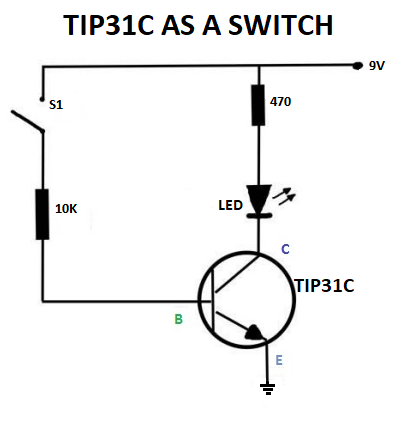 TIP31C as a switch circuit, TIP31C, Power transistor circuit