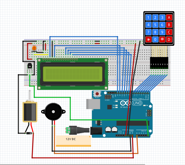 Circuit Diagram of Arduino based Digital Password Lock