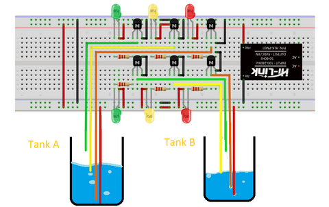 circuit diagram for Water level indicator