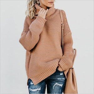 Thick Long Sleeve Loose Jumper Chunky Pullover Turtleneck Knit Sweater